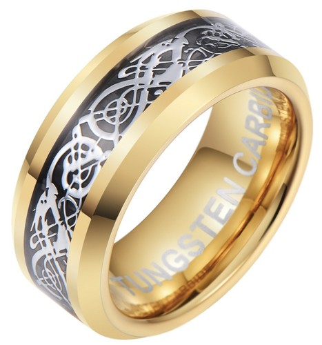 Silver celtic dragon inlay - celtic,