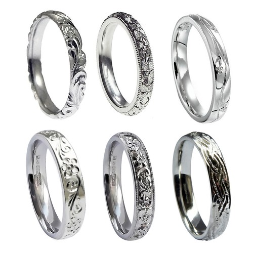 Hand engraved 5mm 9ct - engraved, white