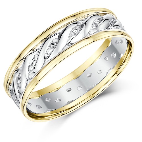 6mm 9ct yellow white gold - 6mm, &