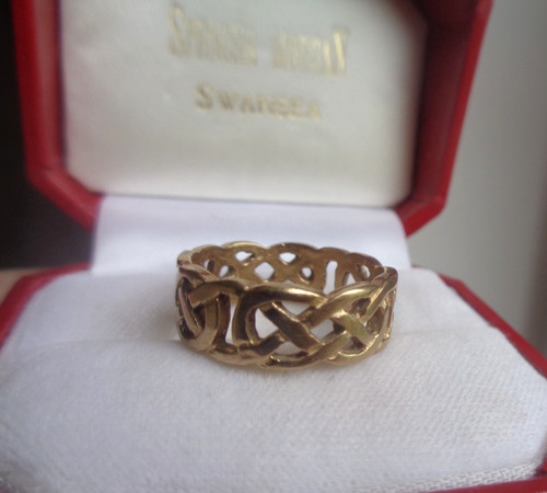 Gold celtic wedding ring - ring,