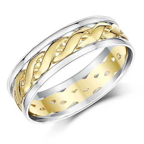 6mm 9ct two colour yellow - 9ct,