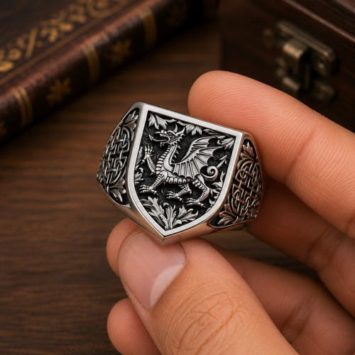 Oxidized welsh heraldic dragon - oxidized,